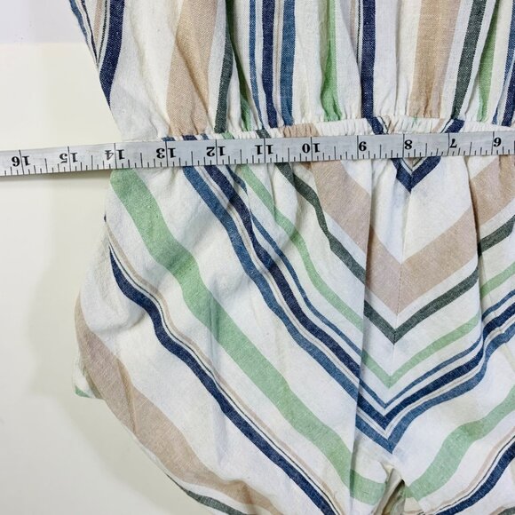 Miami Ivory Striped Halter Dress Size L Belted Linen Blend Cruise Vacation - Picture 15 of 16